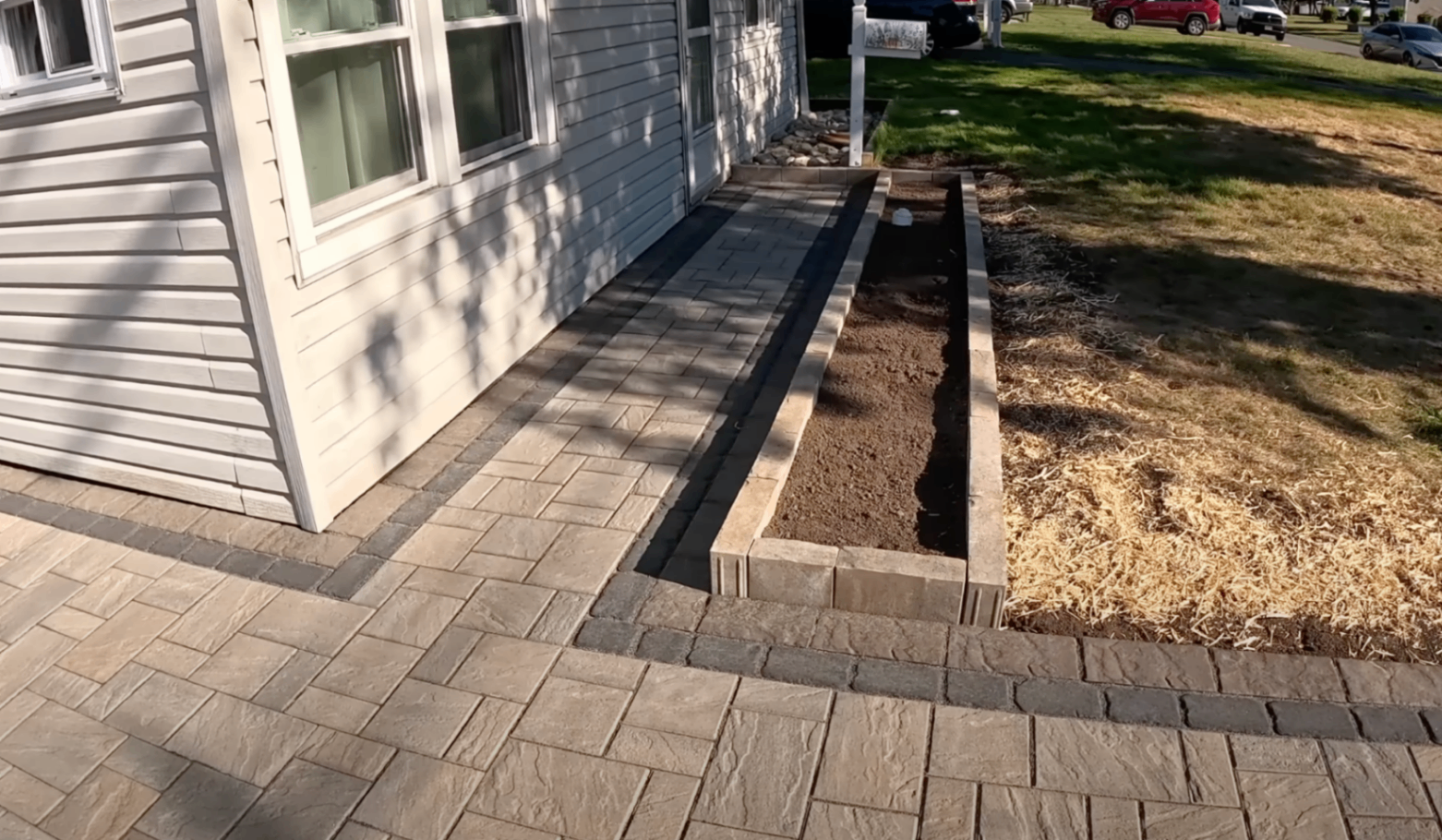 freshly poured front steps with clean tooled edges on a Columbus foursquare